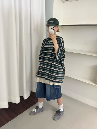 韓-配色條紋上衣 2681892