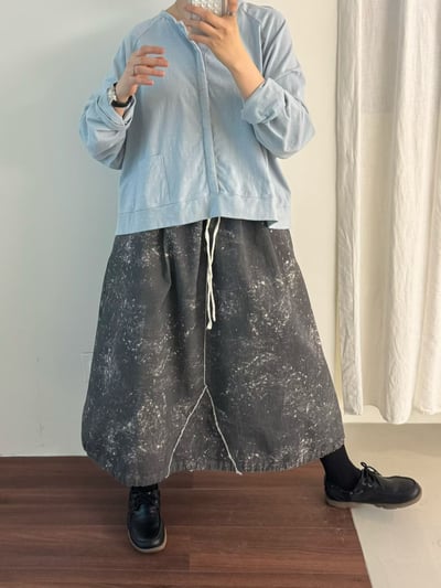 鬆緊腰拼接休閒裙 206027