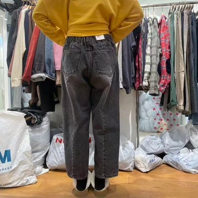 鬆緊腰磨毛牛仔褲 1216153