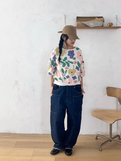 配色花朵上衣 260309045