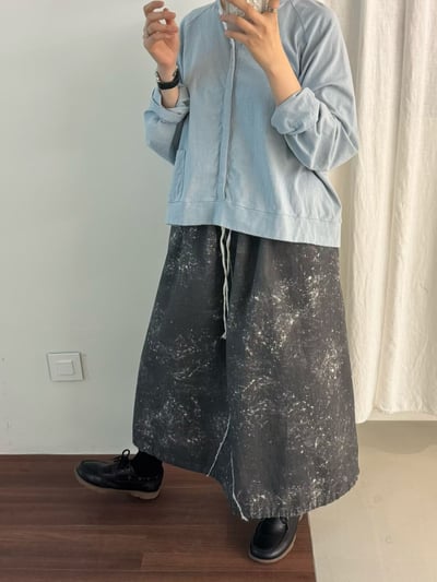 鬆緊腰拼接休閒裙 206026