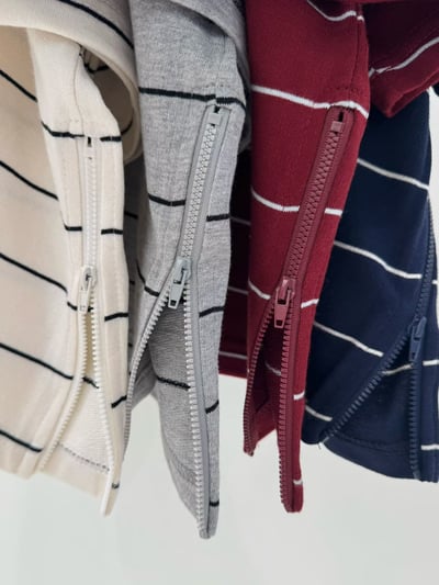 側拉鍊條紋上衣 260409048