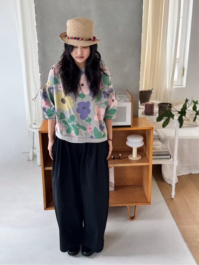 配色花朵上衣 260309043