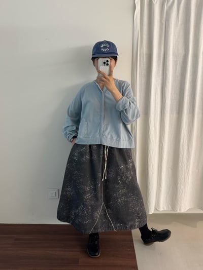 鬆緊腰拼接休閒裙 206028