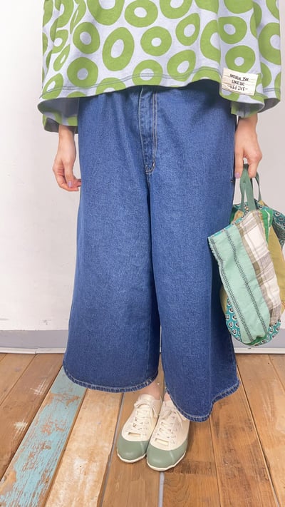 鬆緊腰寬鬆丹寧褲 26306142