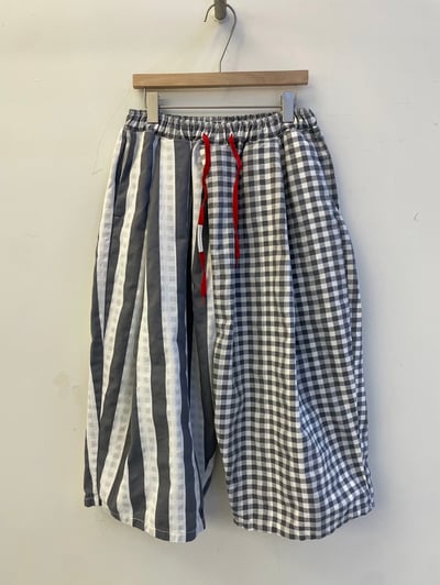 拼接格子條紋休閒褲 26306176