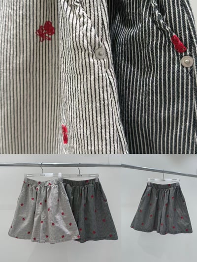 直條紋刺繡短褲 260409123