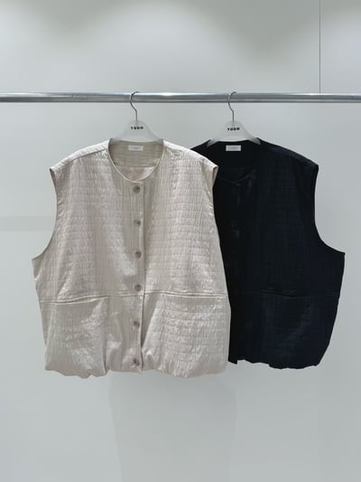 抓褶口袋圓領背心 206011