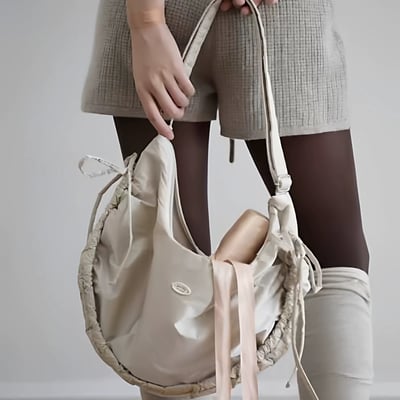 蝴蝶結尼龍半月包 31211