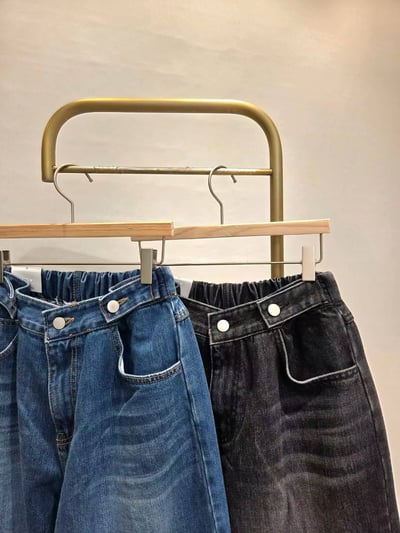 鬆緊腰磨毛牛仔褲 1216159