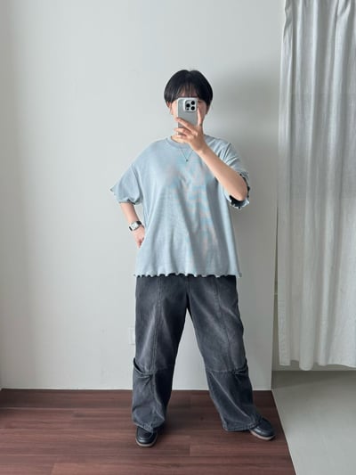 木耳邊坑條上衣 26313203