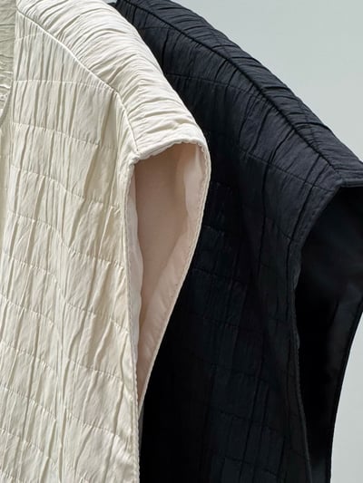 抓褶口袋圓領背心 206019