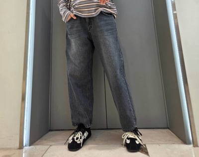 鬆緊腰磨毛牛仔褲 1216157