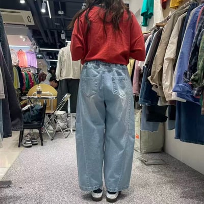 鬆緊腰車線丹寧褲 26310176