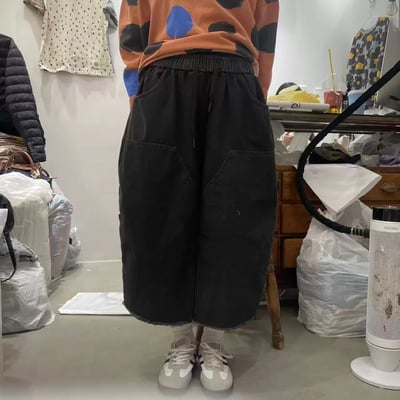 鬆緊腰丹寧寬褲 260309092