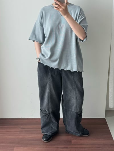 木耳邊坑條上衣 26313206