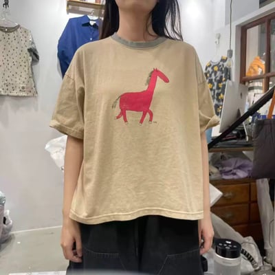 配色領圖繪上衣 260309052