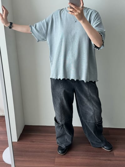 木耳邊坑條上衣 26313204