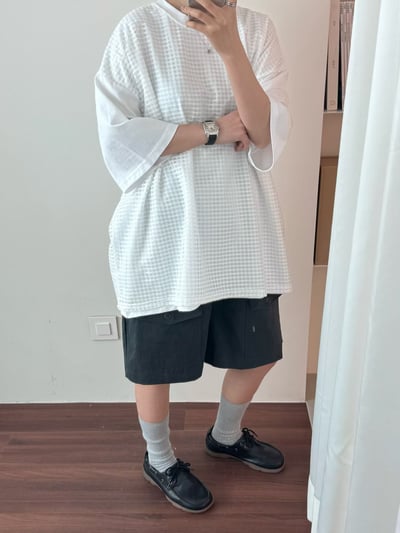 異材質餅乾格上衣 260409065