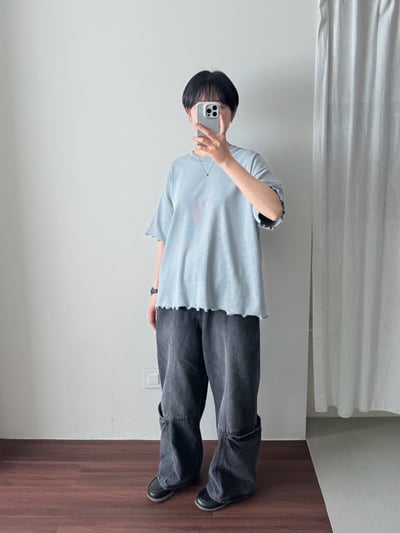 木耳邊坑條上衣 26313202