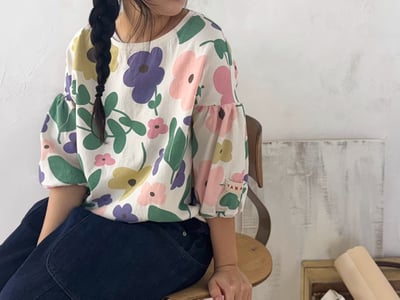配色花朵上衣 260309047