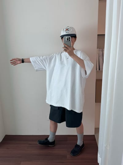 異材質餅乾格上衣 260409063