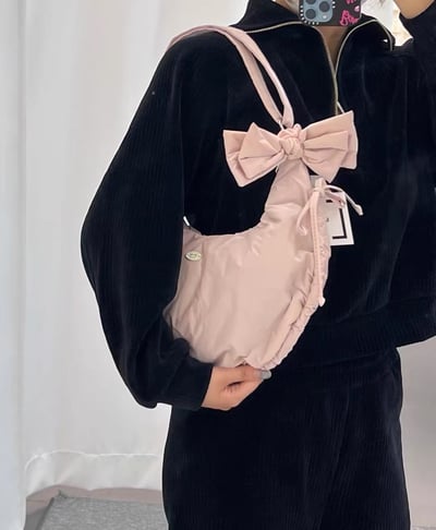 蝴蝶結尼龍半月包 31215