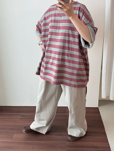 水洗復古條紋上衣 26313146