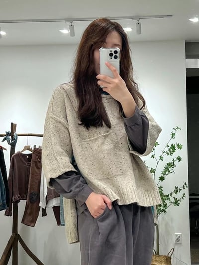 混色單口袋羊毛衣 KC1121267