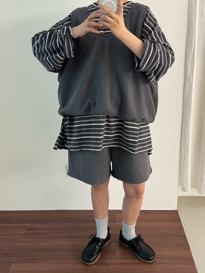 鬆緊腰水洗短褲 206084