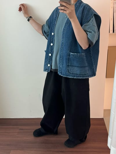 V領牛仔背心 260409108