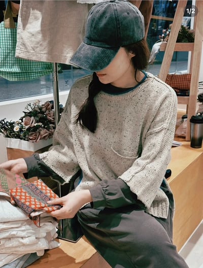 混色單口袋羊毛衣 KC1121266