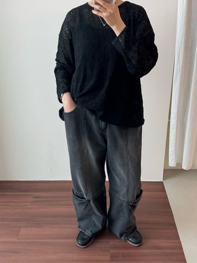 口袋設計款丹寧褲 26313193