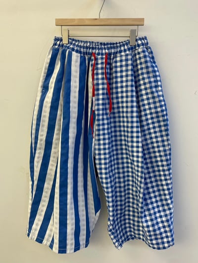 拼接格子條紋休閒褲 26306175