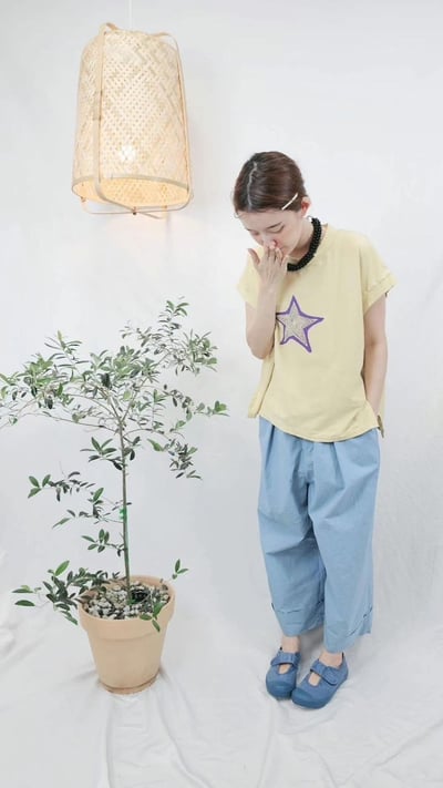 配色星星印花上衣 N-70654