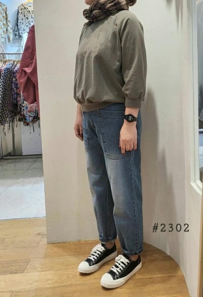 大口袋丹寧褲 Ha907351