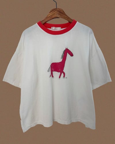 配色領圖繪上衣 260309058