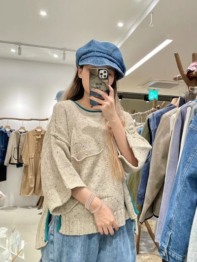 混色單口袋羊毛衣 KC1121263