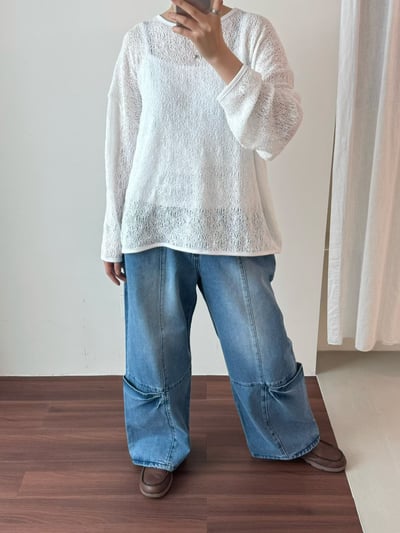 口袋設計款丹寧褲 26313196