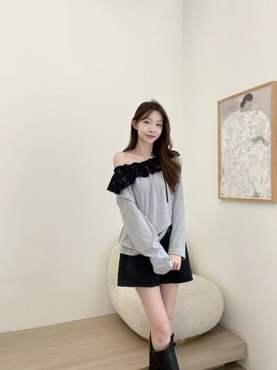 蕾絲拼接兩穿上衣7