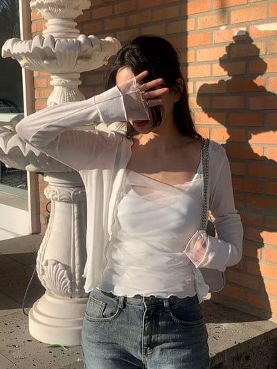 柔紗抓皺兩件式上衣4