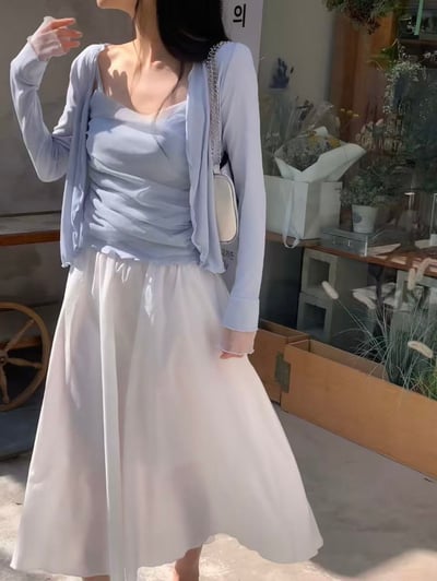 柔紗抓皺兩件式上衣10