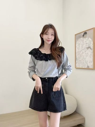 蕾絲拼接兩穿上衣9