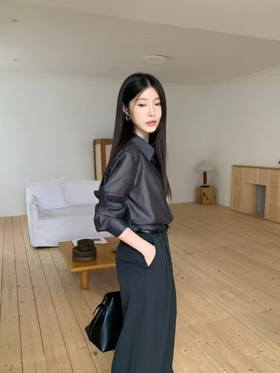 微光緞面天絲質感襯衫2