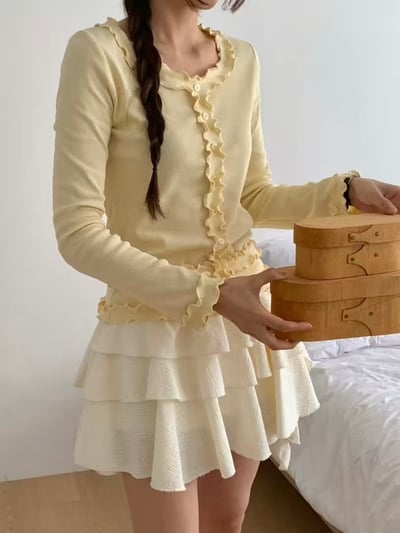 荷葉滾邊修身羅紋上衣5