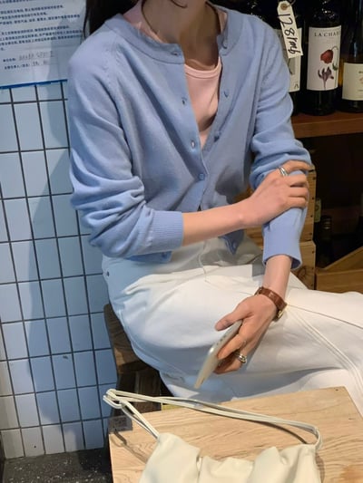 簡約圓領針織開襟衫10