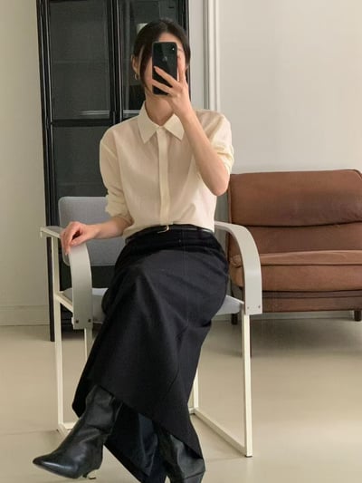 微光緞面天絲質感襯衫3