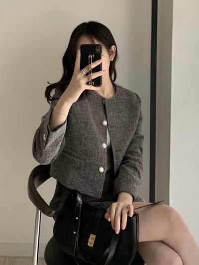 銀色鏤空鈕扣短版外套4