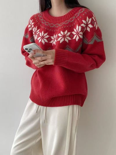 雪花提花針織毛衣2