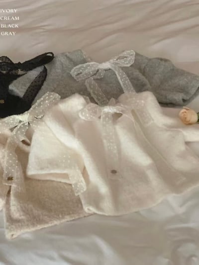 溫柔留白・點點緞帶針織上衣9